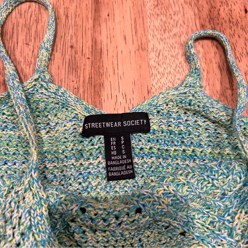 90s Indie Vibe Multicolor Knit Crop Tank Top Size S (Fits like a Junior S/XS)‎ - Picture 3 of 6